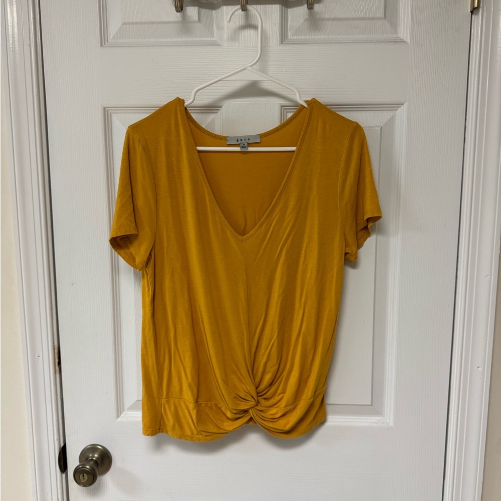 Gaze Mustard Short Sleeve Twist Front Top